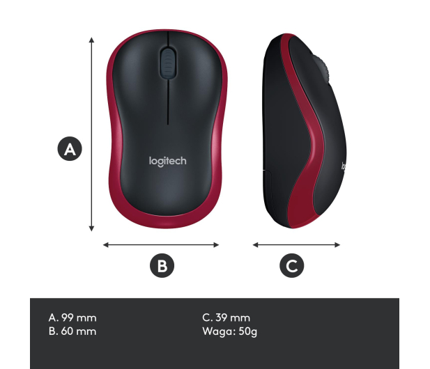 LOGITECH M185 RED 910-002240 - 69077 - zdjęcie 10